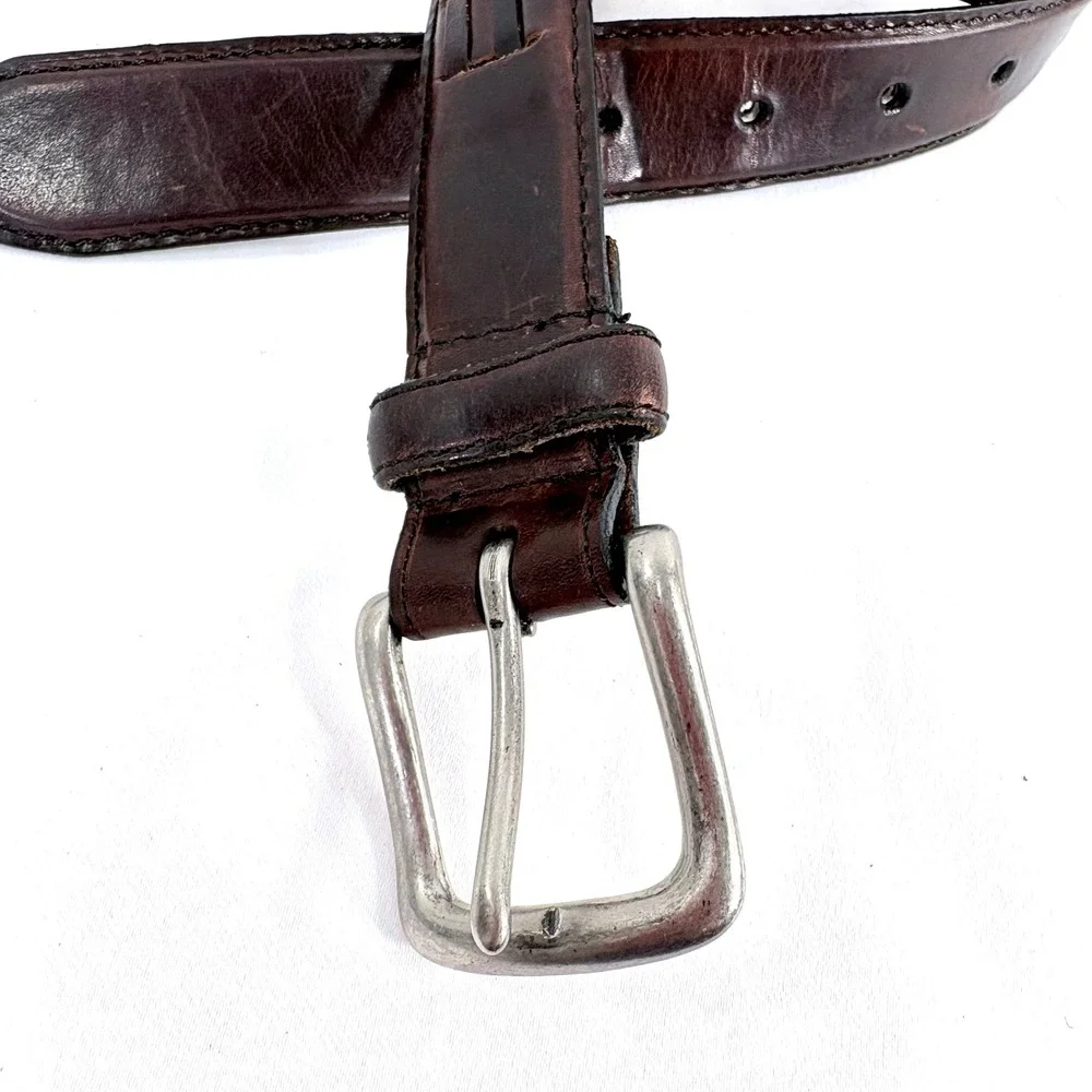 Belt Brown Oil Tanned Cowhide Basketweave Leather Men Sz 32 Western Rodeo